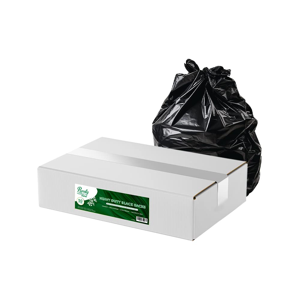 Blake & White Purely Kind Heavy Duty Black Sacks | 50L | Roll of 30