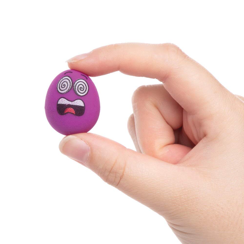 Baker Ross Mini Funky Face Egg Bouncy Balls - Pack of 10 | Rubber Novelty Toys | Ages 3+