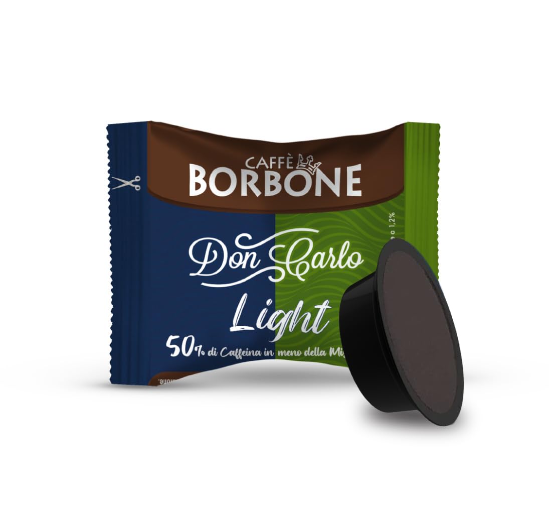 Caffè Borbone Don Carlo Light Coffee Blend - 50% Less Caffeine - 50 Capsules - Compatible with Lavazza® A Modo Mio® Machines