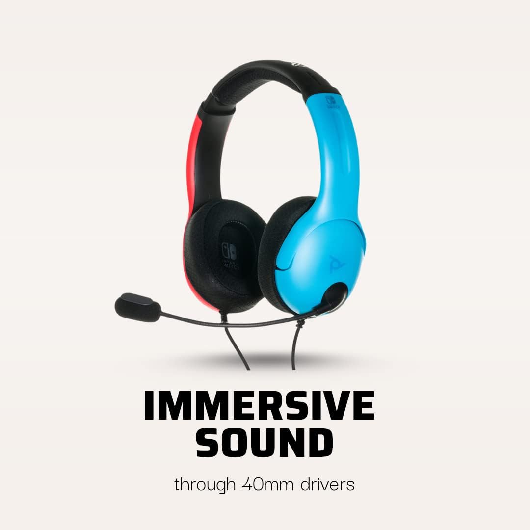 PDP LVL40 Wired Stereo Headset for Nintendo Switch - Joy-Con Blue/Red