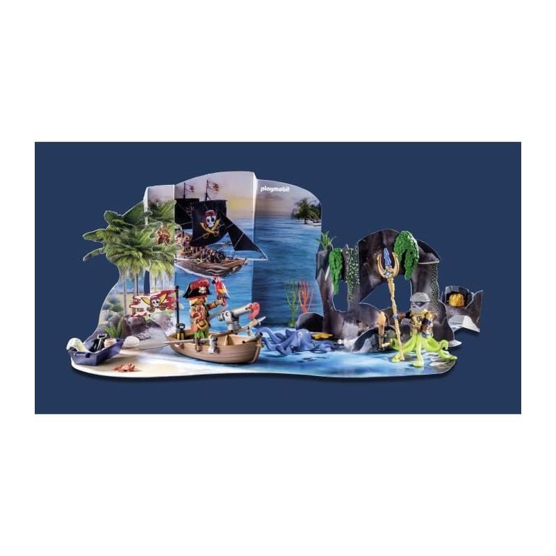 Playmobil 71636 Advent Calendar: Pirates - 24-Day Treasure Hunt Countdown for Kids Ages 4+