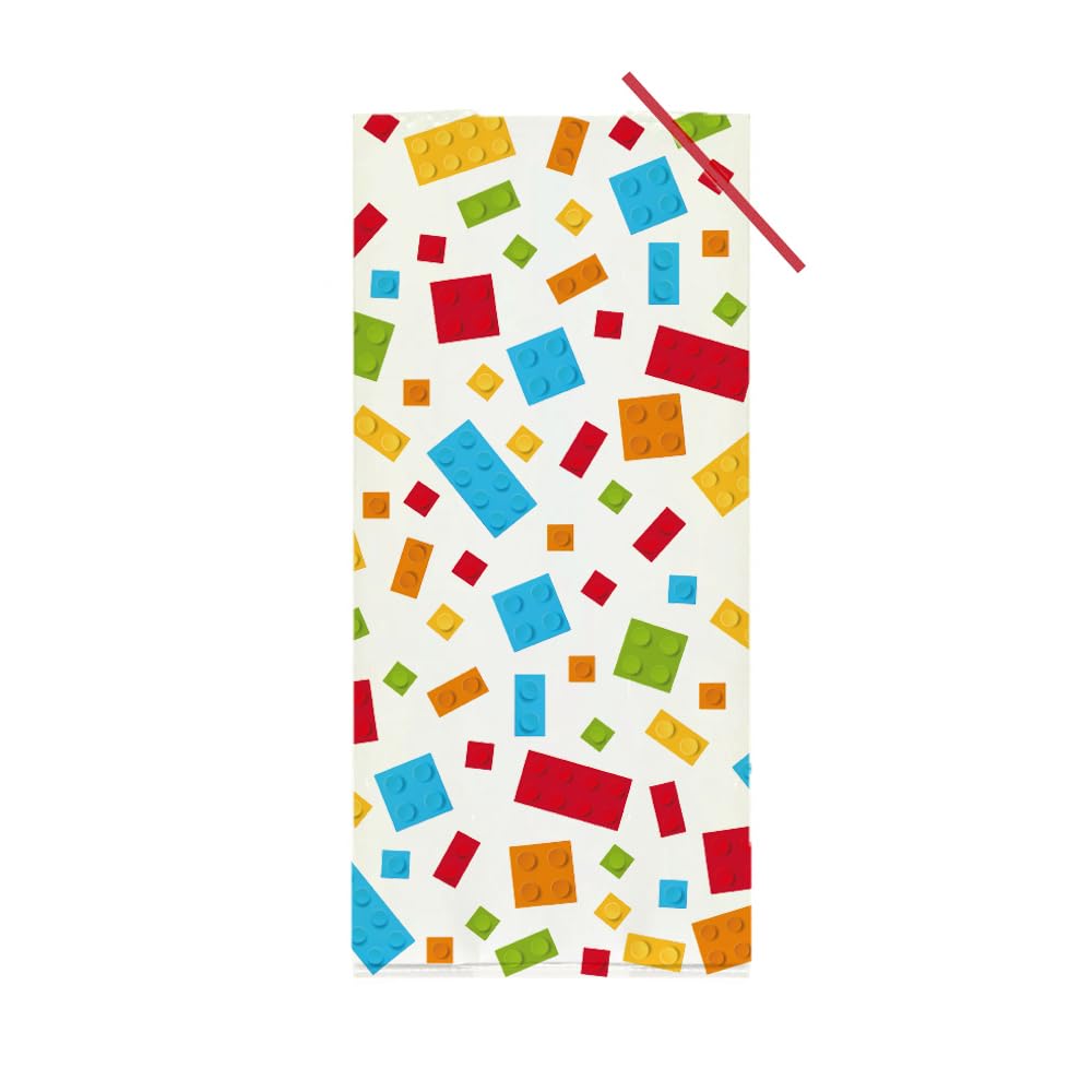 Anniversary House Pack of 40 Building Blocks Party Bags | 100% BOPP Material | Includes Twist Ties 2