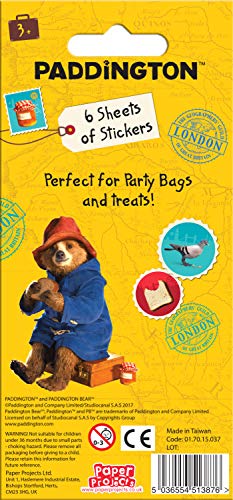 Paper Projects The Adventures of Paddington - Paddington Bear Party Bag Sticker Pack (6 Sheets)