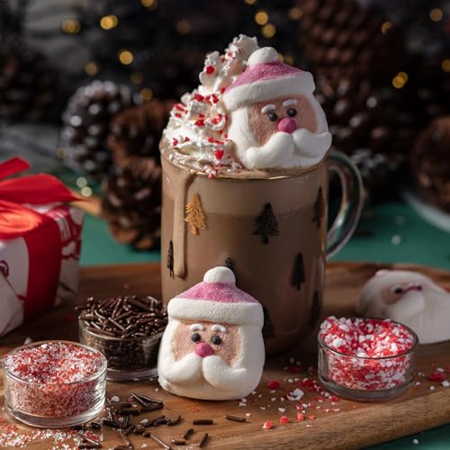 PME Hot Chocolate Puffy Santa Decorating Kit | 6 Marshmallow Santas & 3 Sprinkle Sachets | 260g