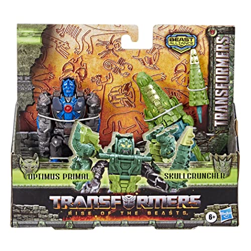 Transformers Beast Combiner 2-Pack: Optimus Primal & Skullcruncher - Convertible Action Figures for Ages 6+