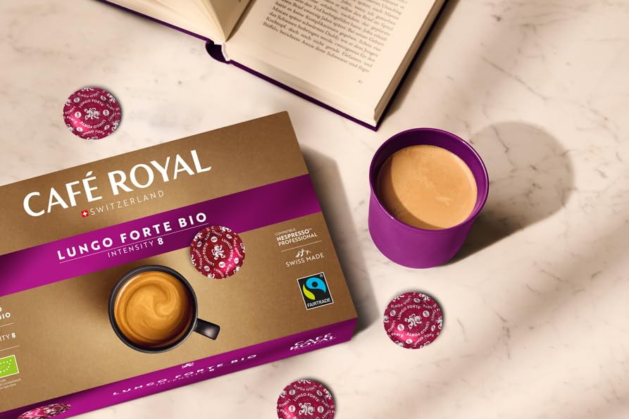 Café Royal Lungo Forte Bio - 50 Fairtrade Certified Coffee Pods for Nespresso Professional 5