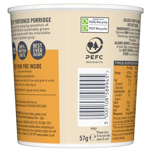 Quaker Oat So Simple Golden Syrup Porridge Pots, 57g (Pack of 8) 13