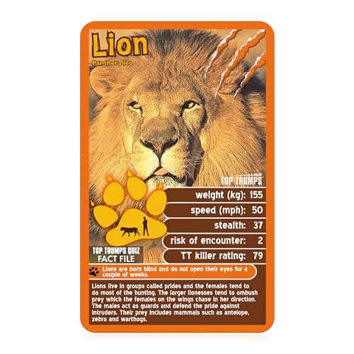 Top Trumps Deadliest Predators Card Game - Educational Wildlife Battle Game with Great White Shark, Komodo Dragon & King Cobra 11