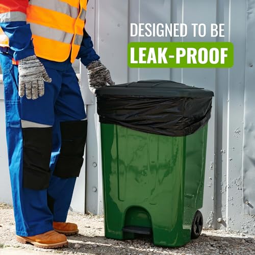 EcoBag 240L Heavy Duty Wheelie Bin Liners - 20 Pack Black Recycled Bags 7