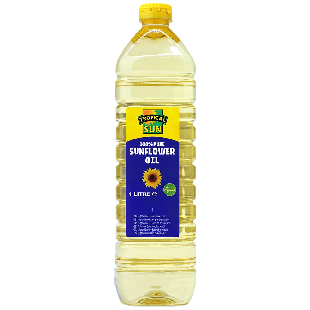 Tropical Sun Sunflower Oil 1L - Pure Sunflower Oil for Cooking, Baking and Frying