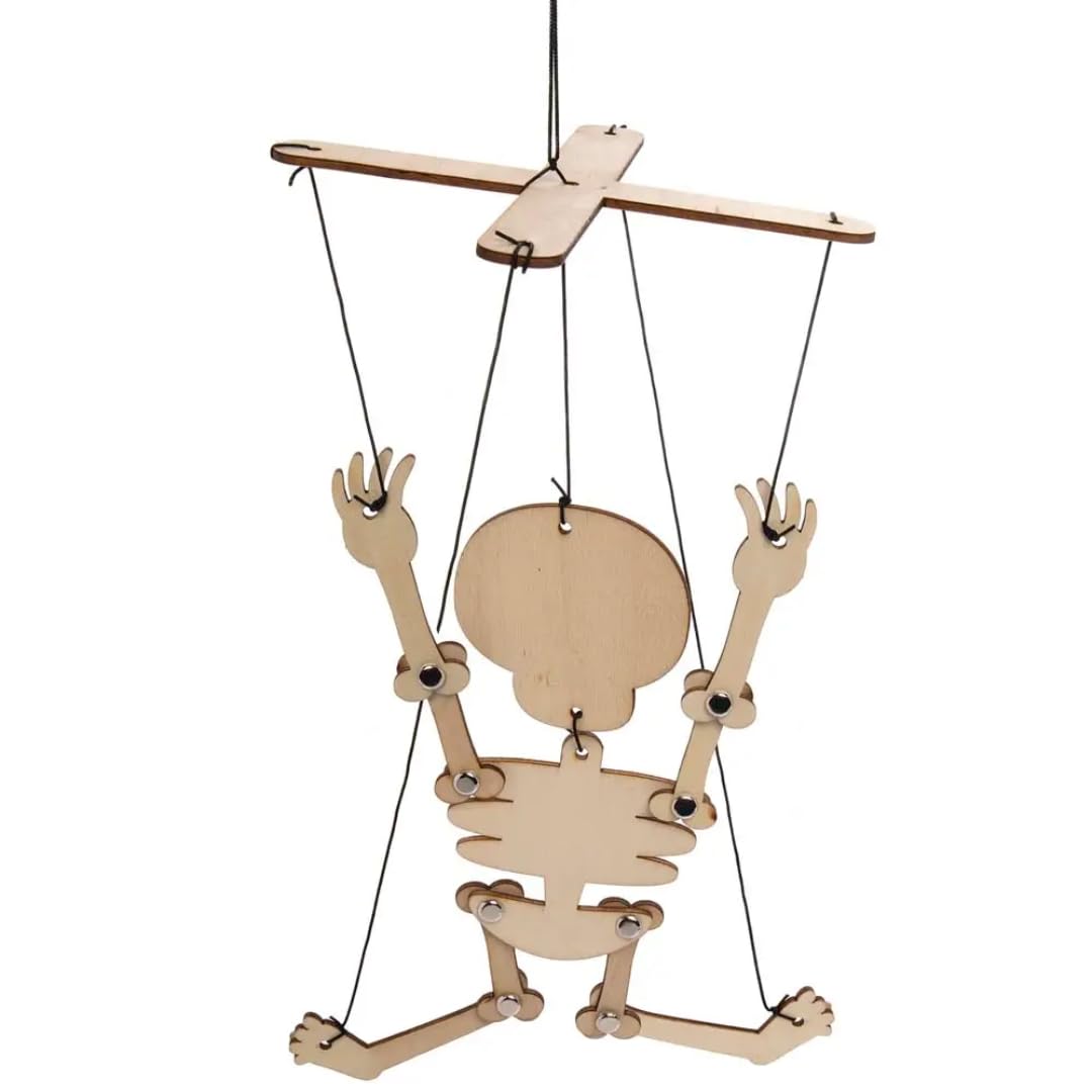 Baker Ross AX245 Skeleton Wooden Puppet Craft Kit - Pack of 3