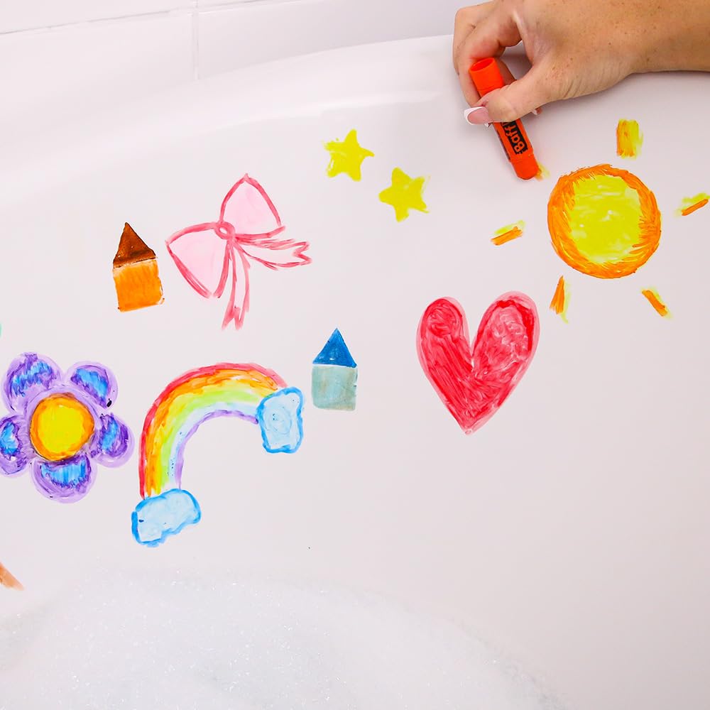 ZIMPLI 10 Count Large Baff Paint Sticks - Stain Free Bath Crayons for Kids | Water Repellent | Multicolor