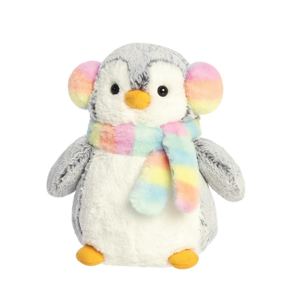 AURORA PomPom Penguin Muffs & Scarf Soft Toy - 9 Inches, Grey & White | Eco-Friendly 5