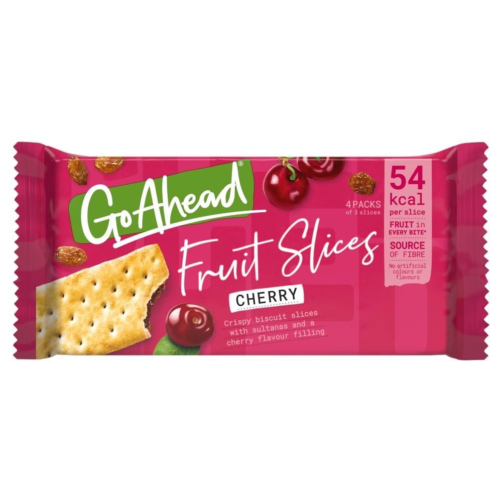 Go Ahead Cherry Crispy Fruit Slices, 4 Packs of 3 (12 Snacks Total), Real Fruit in Every Bite