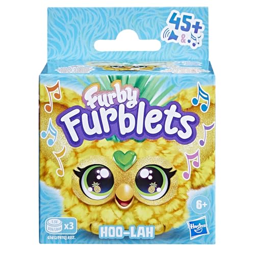 Furby Furblets Hoo-Lah Mini Electronic Plush Toy - 45+ Island Sounds | Keychain Clip | Ages 6+