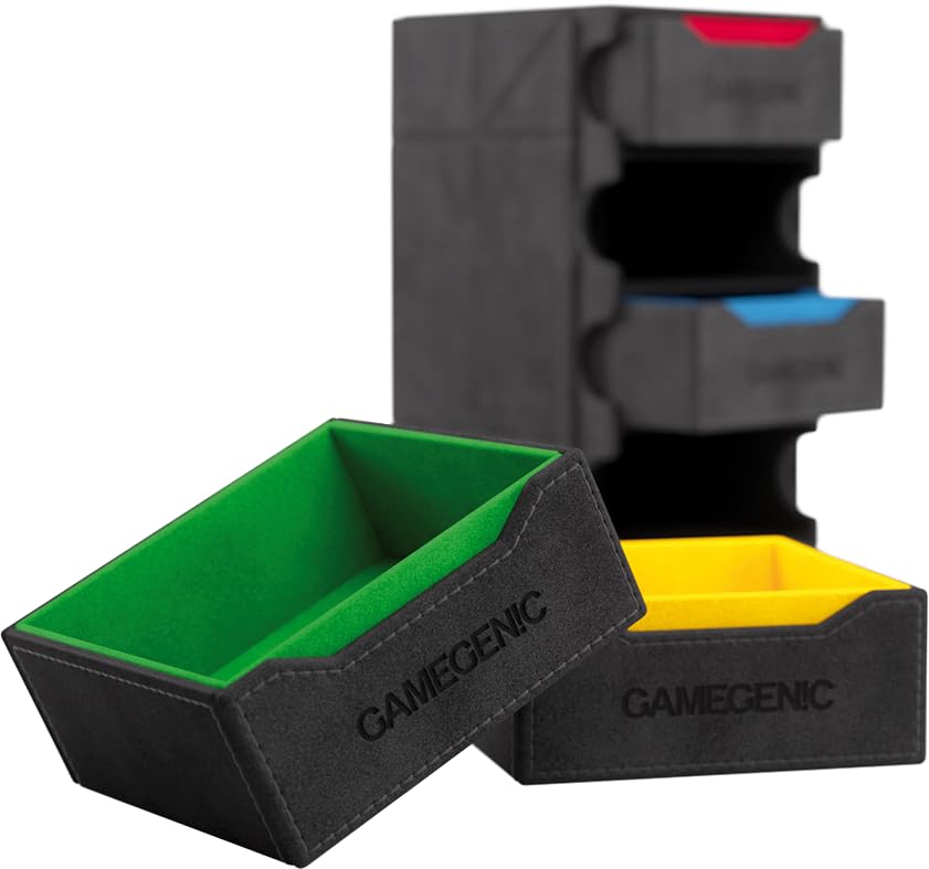 Gamegenic Tokens' Lair Premium All-in-One Token Box with Integrated Dice Tray - Black