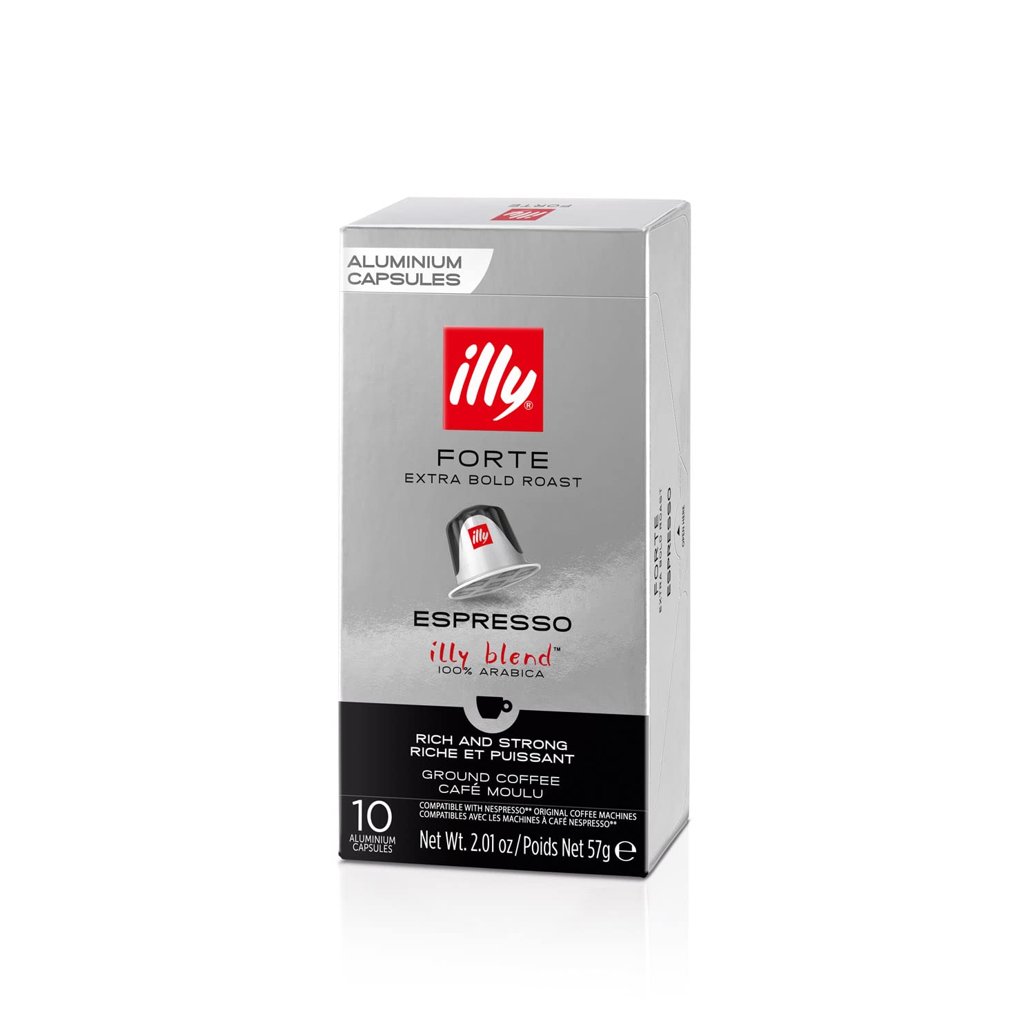 illy Forte Roast Nespresso Compatible Aluminium Coffee Capsules, 100% Arabica Blend 8