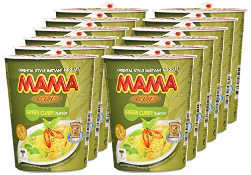 Mama Instant Cup Noodle with Green Curry Flavor 70g - Pack of 12 3