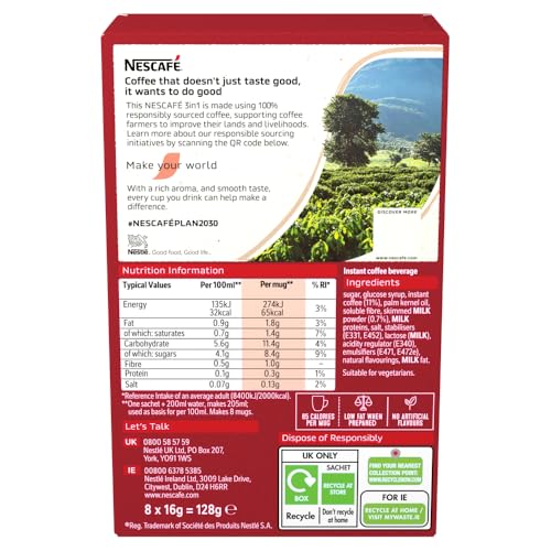 NESCAFÉ 3 IN 1 Original Instant Coffee (1 Pack, 8 Drinks)