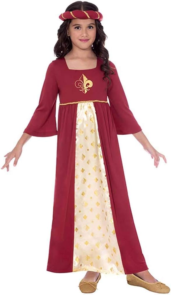 amscan Red Tudor Princess Costume - Fancy Dress for Girls (8-10 Years)