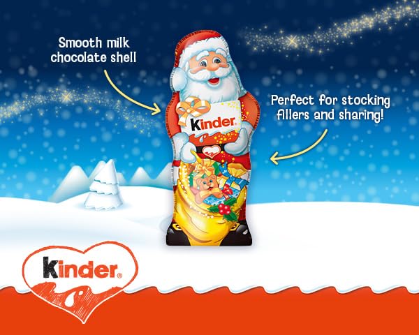 Kinder Milk Chocolate Santa Figure Gift, 110g Festive Chocolate Stocking Filler