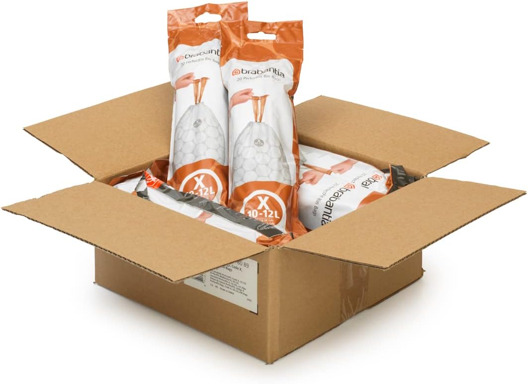 Brabantia PerfectFit Bin Liners Multipack - Size X (10-12 Litre) - Extra Strong Plastic with Tie-Tape