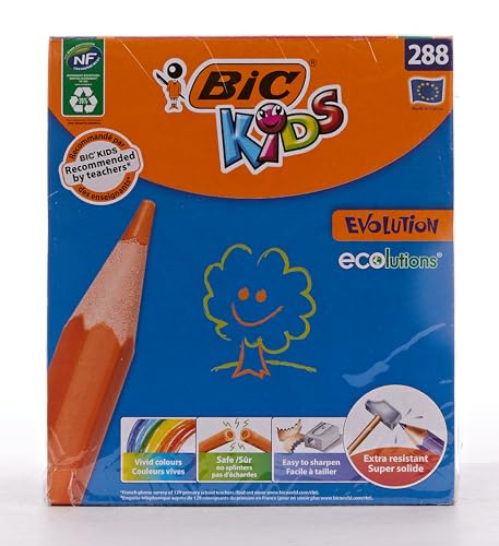 BIC Kids Evolution Coloured Pencils - Wood-Free, Durable Art Supplies for Kids 5+ 12