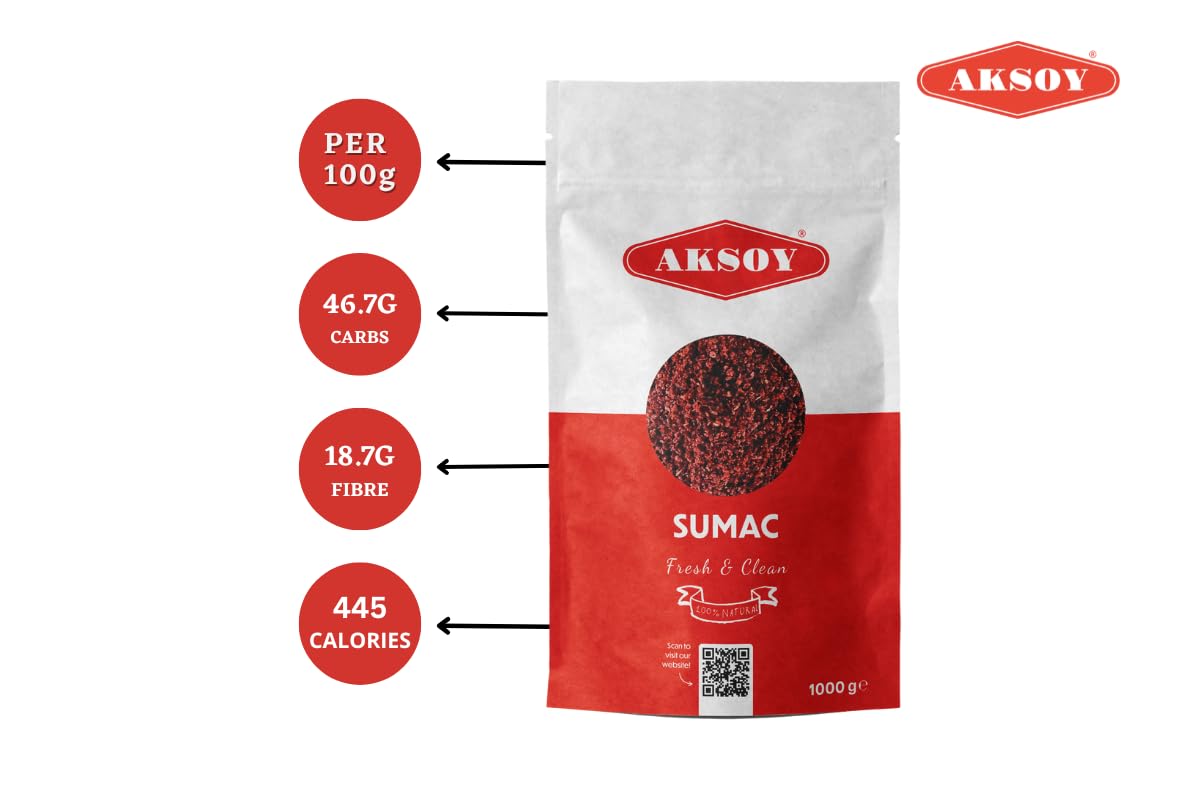 Aksoy Ground Sumac 1KG - Authentic Turkish Spice, Resealable Pouch for Freshness