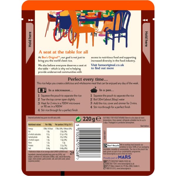 Ben's Original Spicy Chilli Microwave Rice, 6 x 220g Pouches – Vegetarian, No Artificial Additives 7