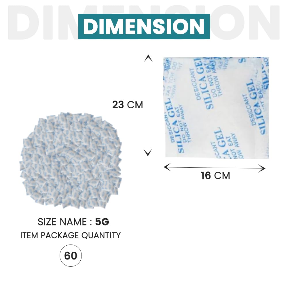 1ABOVE - 5g Silica Gel Sachets 60 Pack | Desiccant Bags for Moisture Absorption