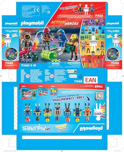 Playmobil 71468 My Figures: Fire Rescue Playset - Personalized Action Figures with Detachable Accessories for Kids 5+ 7