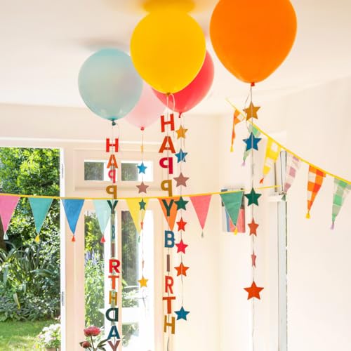 Talking Tables 5 x Birthday Balloons with Colourful Stars - Hanging Party Decorations 4