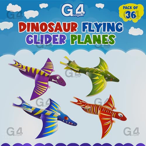 G4GADGET Dinosaur Flying Glider Planes Pack of 36 - Kids Party Favors and Toys 5