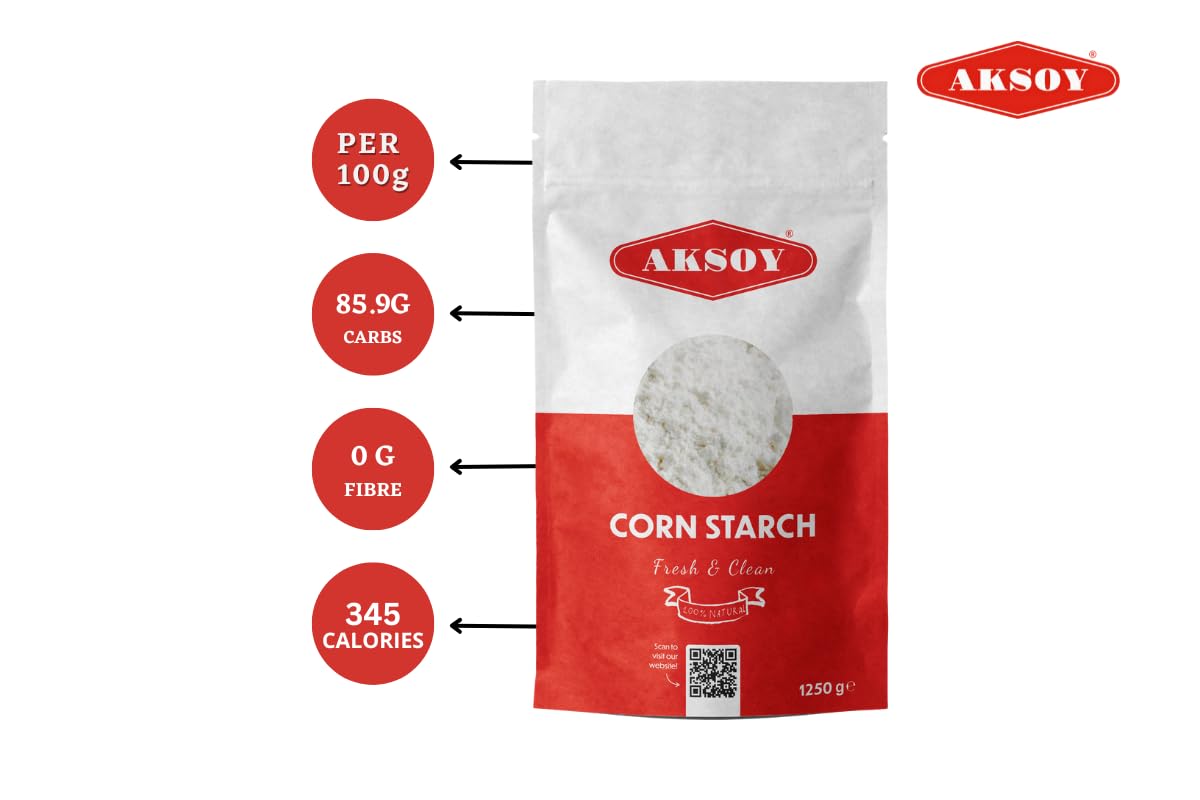 AKSOY 100% Pure Corn Starch - 1.25 KG Airtight Container | Vegan Thickener for Gravy, Pies & Puddings 9