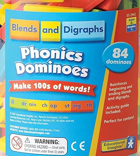 Learning Resources Phonics Dominoes - Blends & Digraphs Educational Game
