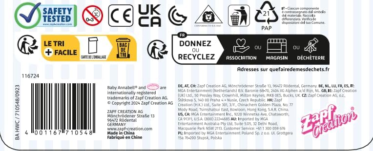 Baby Annabell Happy Birthday Dress 710548 - Pink Tulle Dress with Crown for 43cm Dolls