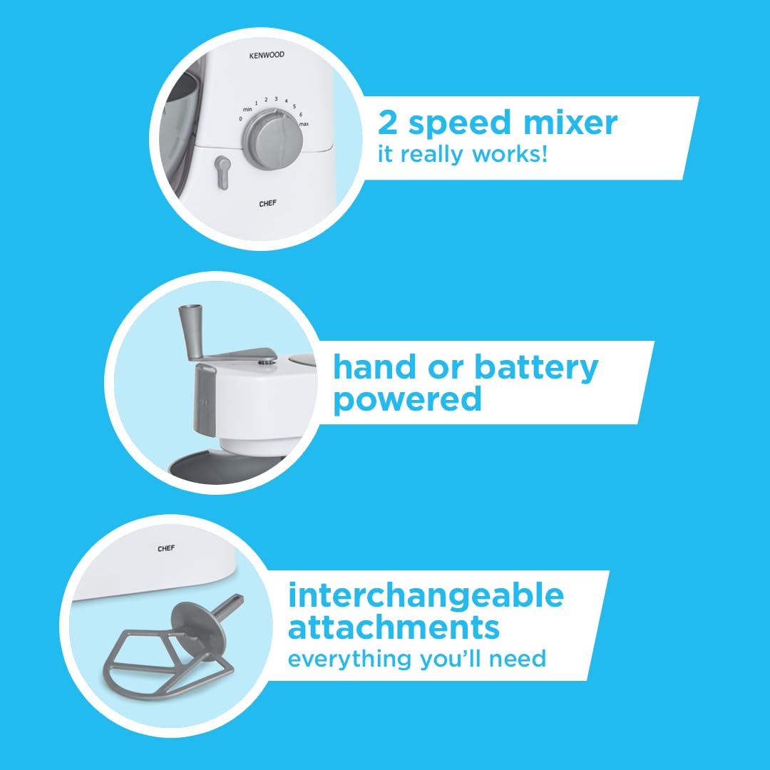 Casdon 63550 Kenwood Toy Mixer for Children Aged 3+ | Perfect for Budding Bakers Who Enjoy Mixing Real Food, Grey,26x15.5x19.5 cm 3