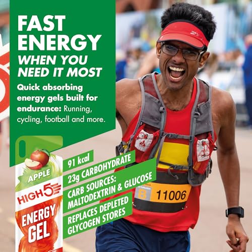 HIGH5 Energy Gels - Apple Flavour Quick Release Carbohydrate Gels for Endurance Sports 8