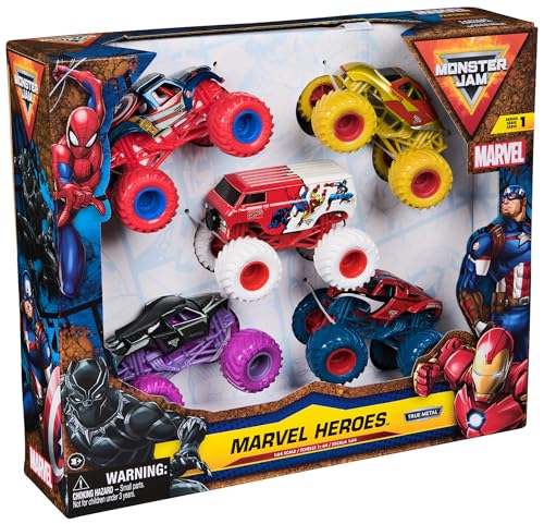 Monster Jam Marvel Heroes 5-Pack - 1:64 Scale Die-Cast Vehicles for Kids 3+ 10