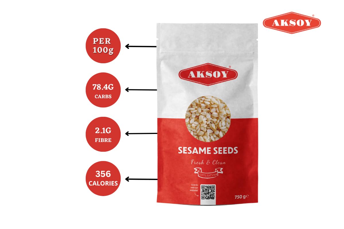 AKSOY Sesame Seeds - 750g Premium Natural Whole Seeds | Rich Nutty Flavor | Non-GMO 4