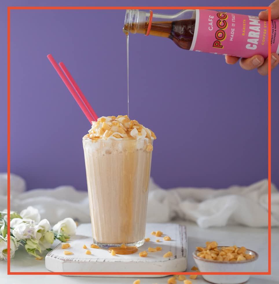 Cafe Pocco - Caramel & Vanilla Coffee Syrup Set (2 x 250ml Glass Bottles)