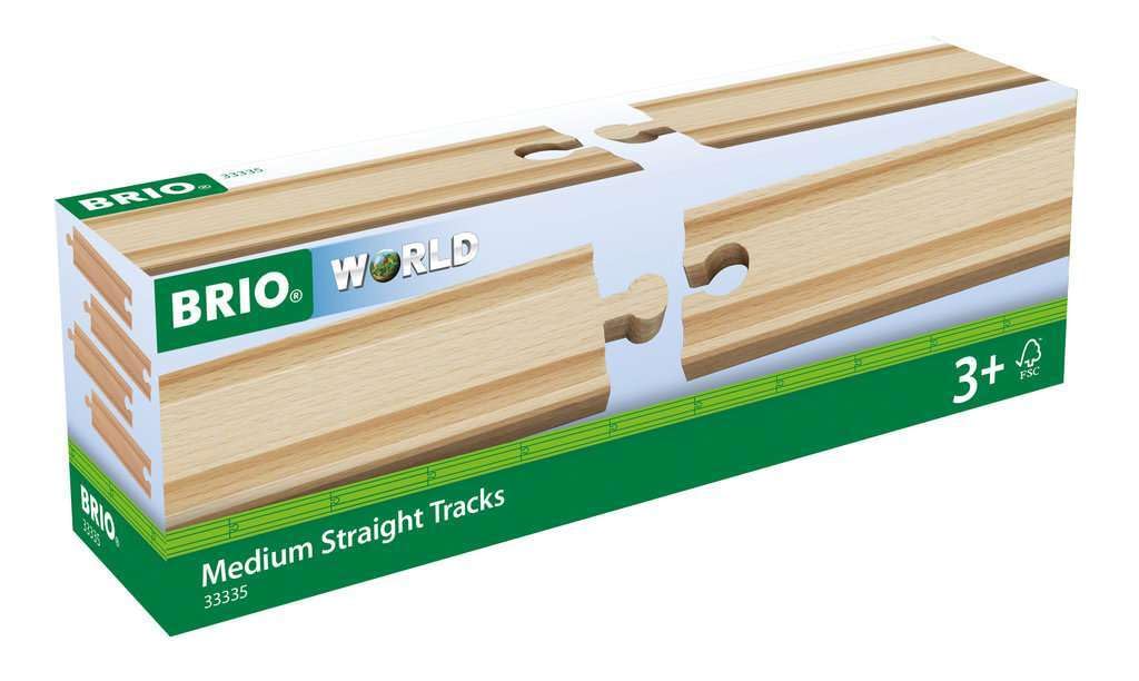 BRIO World Medium Straights Wooden Train Track for Kids Age 3 Years Up