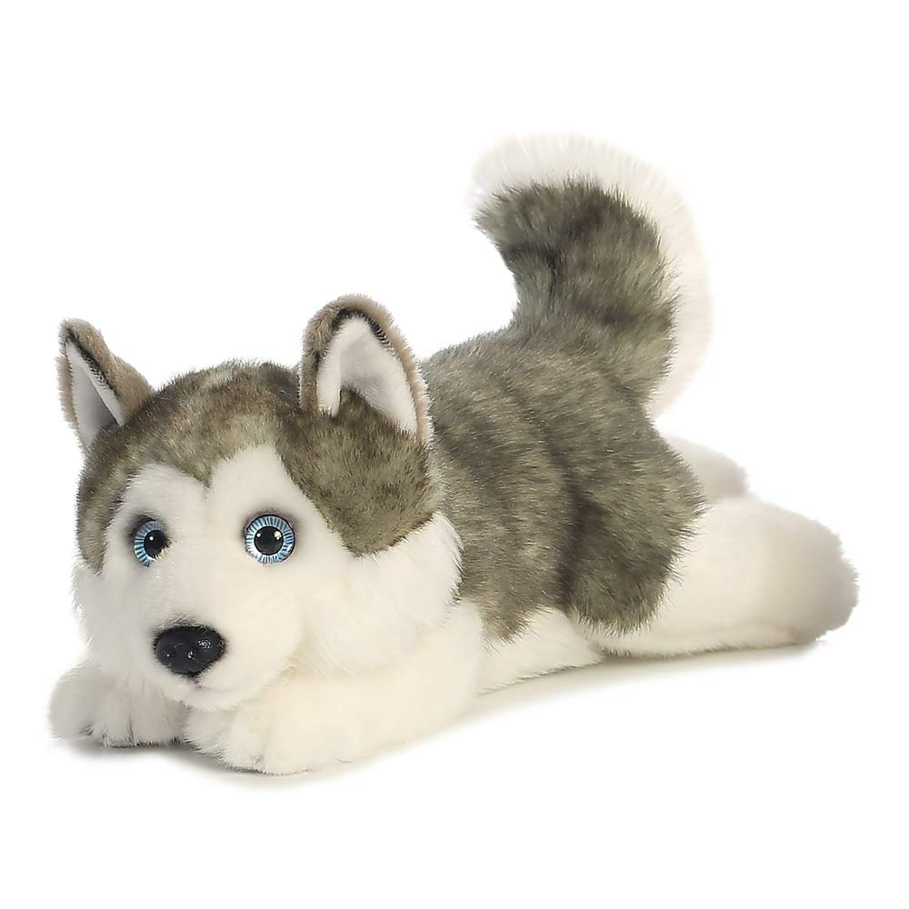 AURORA MiYoni Husky Lying Stuffed Toy | 11 Inches | Grey | Suitable from Birth