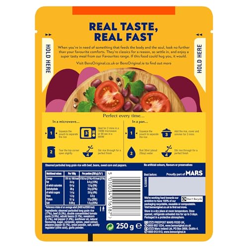 Ben's Original - Favourites Chilli con Carne Minced Beef & Vegetable Microwave Rice Meal (6x 250g) 7