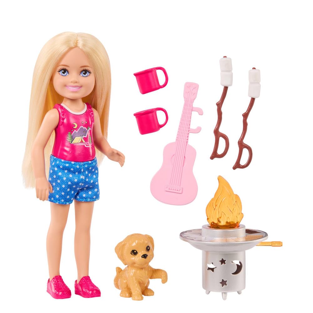 Barbie Chelsea Outdoor Adventures Playset - Camping Fun with Doll, Puppy & Accessories 12