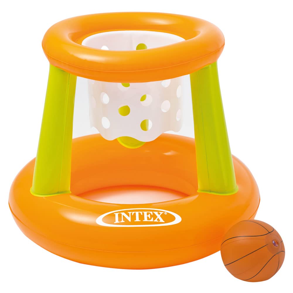 Intex 58504NP Floating Hoop Game - Deluxe Pack with Ball | Orange and Green Plastic