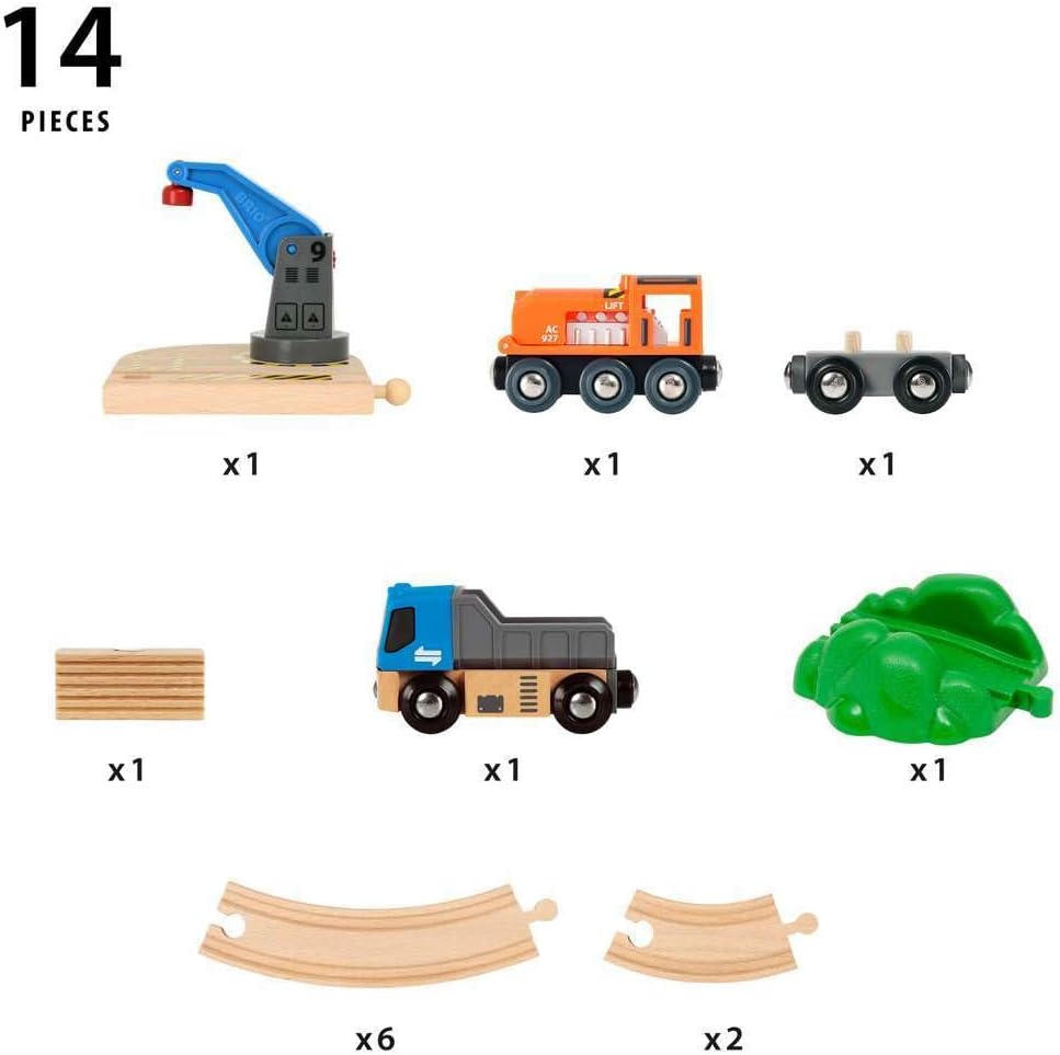 BRIO World Lift & Load Starter Set - Wooden Railway Train Playset for Ages 3+ 5
