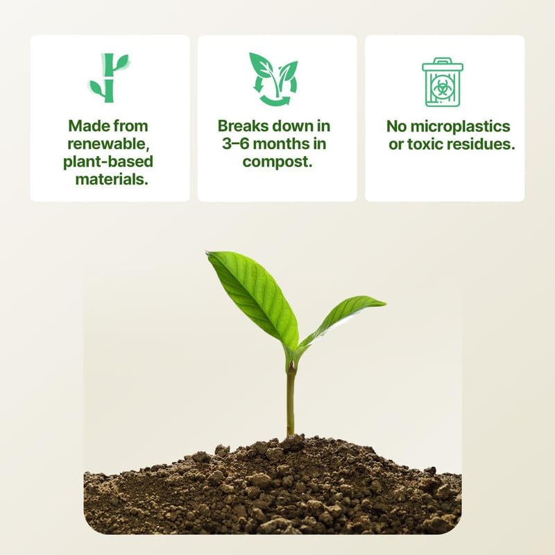 CareBee Biodegradable Kitchen Bin Bags - 50L Capacity, 30 Count | Compostable & Tear Resistant 4