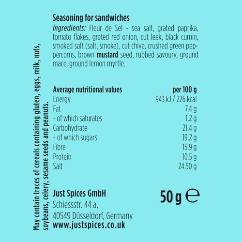 Just Spices Sandwich Seasoning, 50g – Natural Herb & Spice Mix for Sandwiches, Pitas, Bagels & More 7