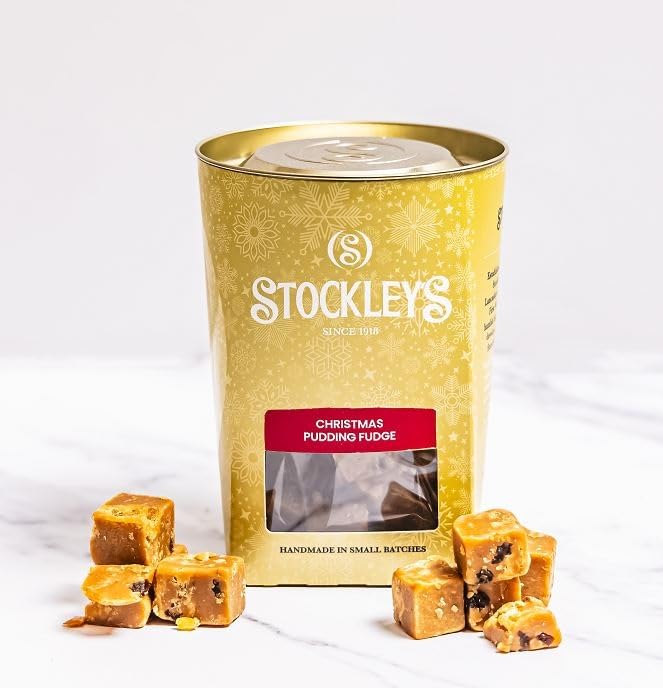 Stockley's Christmas Pudding Fudge Treat Carton - 220g Fruity Festive Fudge with Citrus Peel & Raisins 5